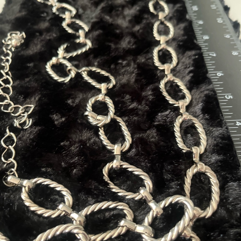 Silver Rope Link Chain Belt – Adjustable Plus Size – approximately 48 inches